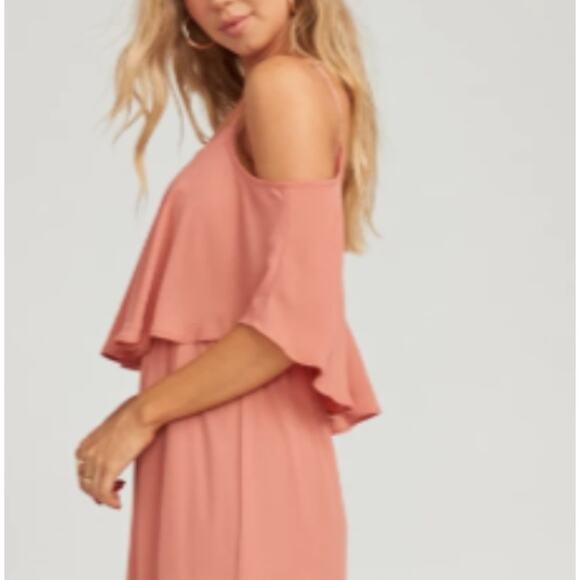 Show Me Your Mumu Caitlin Ruffle Maxi Dress Rustic Mauve Crisp Size Small - Picture 6 of 13